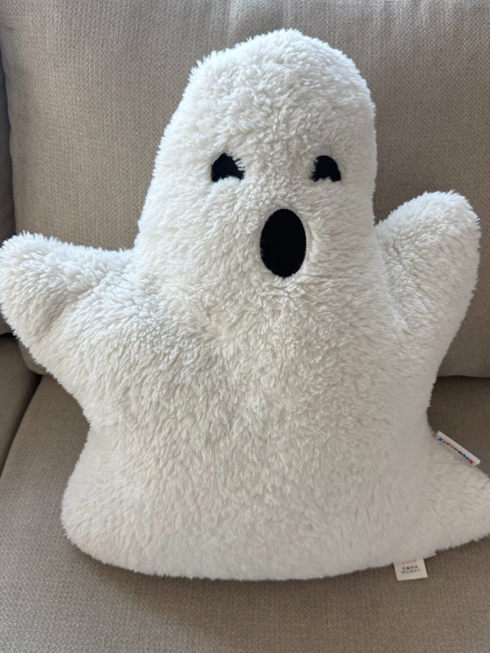 Novogratz Halloween Decoration Ghost Shaped Sherpa Plush Soft Throw Pillow 21”